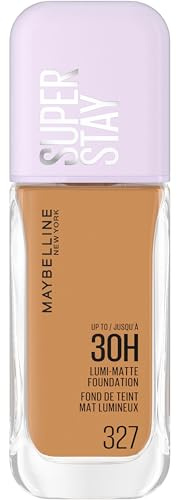 Maybelline New York Super Stay up to 30HR Lumi-Matte Foundation, Medium-Full Coverage, Vegan Formula*, Amino Acids, Niacinamide, Vitamin E, All Day Wear - Shade: 327