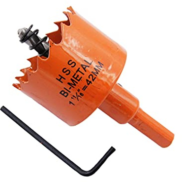 Hole Saw 42mm LAIWEI Hole Cutter, with 1 Drill and 1 Hex Key for Drilling Wood, PVC, etc., Drilling Tools 1-11/16 inch