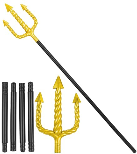 W WIDMANN MILANO Party Fashion - Tridente con forchetta a spirale dorata | Lunghezza circa 137 cm, per costumi da Poseidone, sirena e diavolo, accessori per costumi per Carnevale e feste a tema
