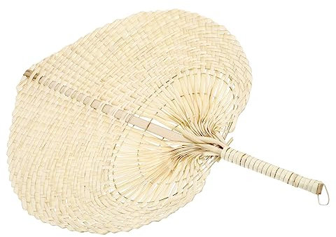 HAWILLOSCH 2pcs Folding Handheld Fan Straw Summer Fan Retro Chinese Manual Portable for Photography Props Wedding Decor