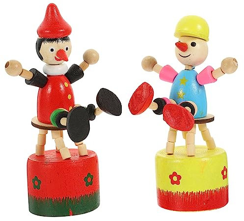 Warmhm 2stücke Teiliges Holz Clown Deko Bunte Handgefertigte Figuren Tischdekoration Wohnzimmer Schlafzimmer Geschenk Kreative Wohnaccessoires
