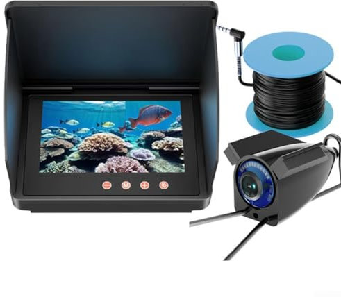 Fischfinder, IP67 Unterwasser-Angelkamera, 4,3-Zoll-Bildschirm, Fischfinder, 220°-Weitwinkelkamera, für Unterwasserzuchterkennung (4,3 IPS + Kamera 15 m)