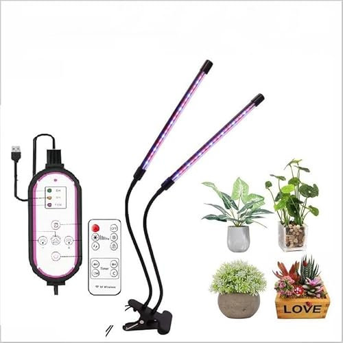 MOXYOY Grow Lights for Indoor Plants,3 Lighting Modes Plant Light, 40 LEDs 2 Heads Grow Light with 10 Dimming Level and Timer, Full Spectrum Plant Lamp for Seedlings and Succulents