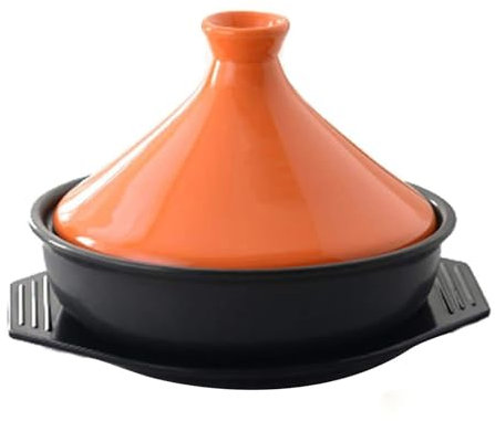 STHOYN Dutch Oven Pot With Lid Tagine Pot Cooker Braiser Ceramic For Kitchen Cooking High Temperature Resistant Cookware(Orange)