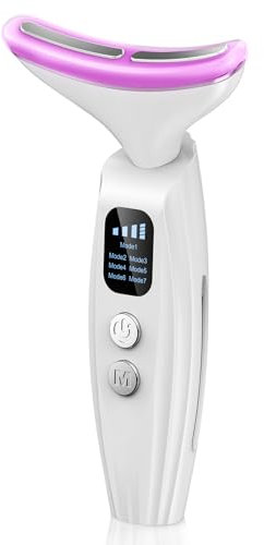 Masajeador Facial Eléctrico Reductor de Papada - Lifting Antiarrugas con Microcorrientes Faciales, 7 Modos LED + Calor 45°C para Piel Firme y Líneas del Cuello