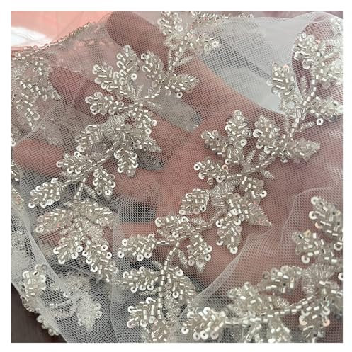 Lot de 6 pièces de gaze en tissu avec perles pour broderie florale