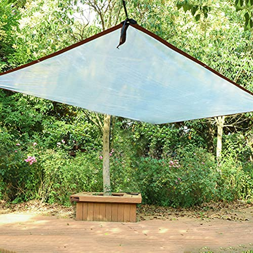 Toldo de vela transparente, impermeable y resistente a la lluvia, tela de plástico grueso para ventanas y balcones, película personalizable de invernadero de 8 x 8 m (color: transparente)