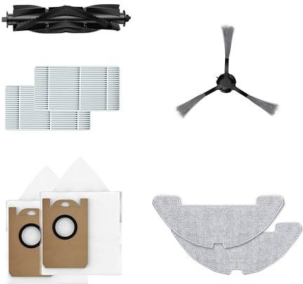 Airzeen Accessory Set for Q10 Pro Robot Vacuum Cleaner, Main Brush x1, Filter x2, Washable Cleaning Cloth x2, Side Brush x1, Dust Bag x2