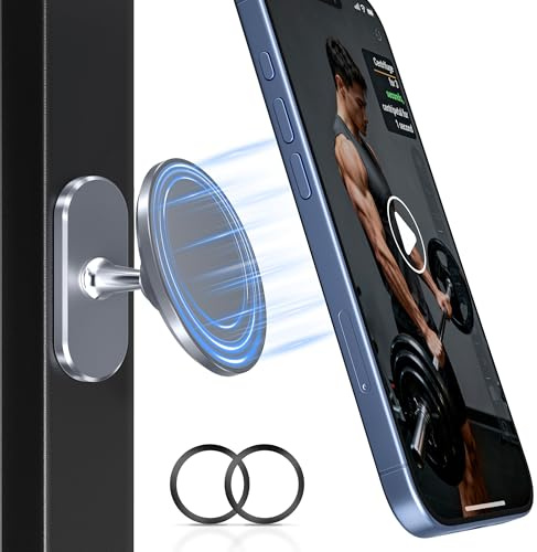 Itramax Gym Magnetic Phone Holder for MagSafe,360° Adjustable Alloy Cell Phone Stand Holder,Dual Magnet Portable Gym Workout Mount with Magnetic Ring for iPhone 17 16 15 14 13 12&Smartphones,Men/Women