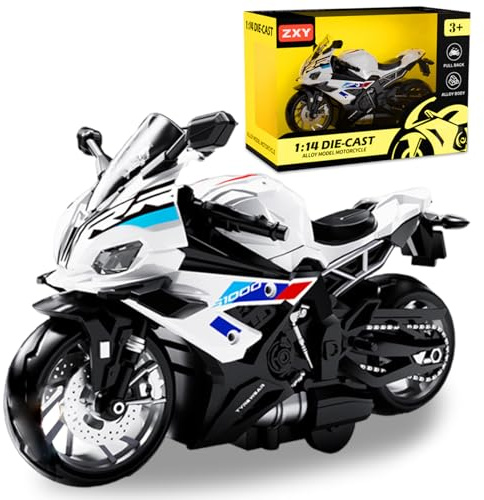 NimblusToy Motorrad Spielzeug, Motorrad Modell SpielzeugKinder Pull Back Motorrads Spielzeug, Spielzeugautos Set, für Geburtstag und Sammlung Weihnachten (weiß)