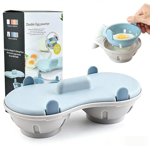 Egg Poacher, Microwave Egg Poacher, Silicone Egg Poachers for Kitchen Cooking Gadgets (Blue)