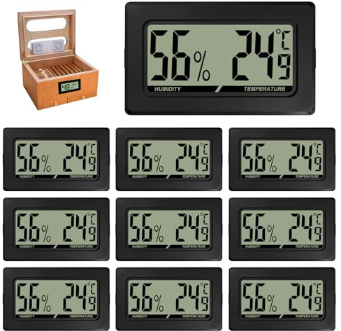 BORDEAG Thermometre Interieur - 10 Pièces Mini Thermomètre Hygromètre Interieur, Digital LCD Température Humidité Moniteur pour Bureau Cuisine Humidors Incubateurs Reptiles