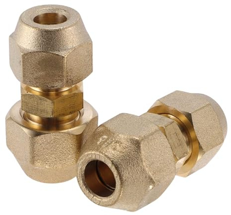 Hihaha 2 Stück Messingrohrfittings Für Klimaanlage 5/16x3/8 AC Rohrverbinder Mit HVAC Überwurfmutter Messingrohrverlängerungsverbinder