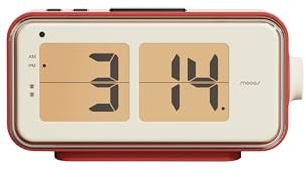 mooas Retro Flip Clock, Auto Flip Alarm Clock, Battery Powered, AM/PM, Home Décor Ideal for Home Office School Hotel Café (Red) | Dial Button, Auto Flip Alarm Clock, Auto Brightness Control, AM/PM, Home Decor Ideal for Home Office Hotel Cafe