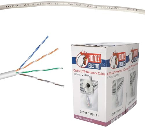 HOROZ ELECTRIC Cable Ethernet CAT6-50 metros - Cable de Red UTP LAN CAT 6 sin Blindaje / 23 AWG - 1 Gb/s y 250 MHz para Internet, Router, Módem y Ordenador