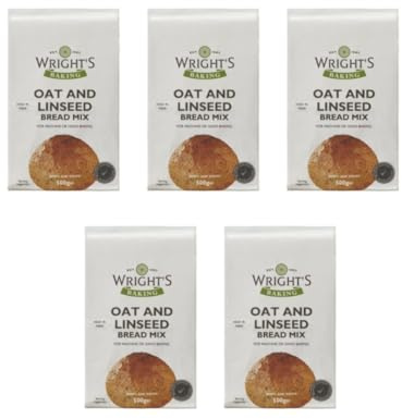 Wright’s Oat & Linseed Bread Mix 5X500g – High Fibre Bread Mix Made with White Flour, Oats & Linseeds for Healthy, Light Loaves & Rolls – Suitable for Vegetarians (NP)