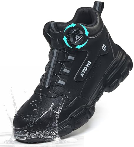 Steel Toe Cap Boots Mens Womens Waterproof Work Boots Lightweight Safety Trainers Non Slip Work Shoes with Swivel Buckle Shoelaces