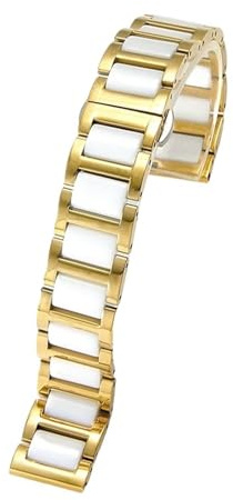 Keramiskt klockband Snabbkopplingsrem Utplacering Låsarmband for kvinnor män(Gold white,13mm)