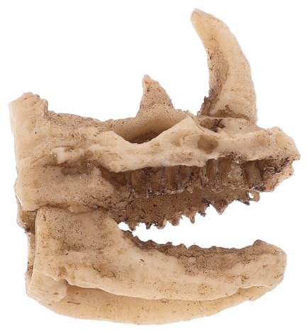 Veemoon Cráneo de Rinoceronte de Resina para Reptiles, Escondite Seguro para Lagartos y Dragón Barbudo, Cueva Decorativa Práctica para Terrarios y Hábitats de Mascotas Pequeñas