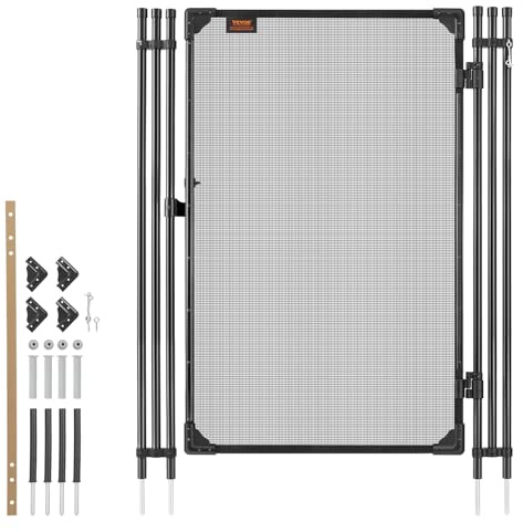 VEVOR Portillon de Barrière Piscine Amovible 1,2x0,75 m, Portillon de Sécurité pour Piscine Enterrée et Clôture Extérieure, Kit avec Loquet Métallique, Maille Teslin PVC 352 g/m², Tube Rond, Noir