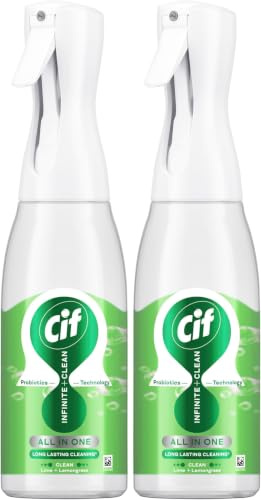 Cif Infinite Clean Lime & Lemongrass All in One Cleaner Spray with probiotics technology for a long-lasting clean* 590 ml (Pack of 2)