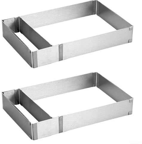 Anello per torta regolabile in acciaio inox per stampo rettangolare mousse spugna crostata strumento di cottura argento antiaderente per superficie lavabile in lavastoviglie set di accessori da cucina