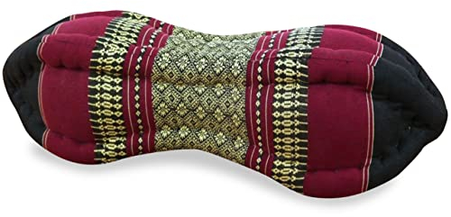 livasia Nackenstützkissen Papayakissen - Ø 13x43cm - Nackenkissen Papayaform, Sofakissen, Lesekissen mit Kapok, Kissen für Garten und Balkon, Reisekissen handgefertigt (Schwarz/Rot)