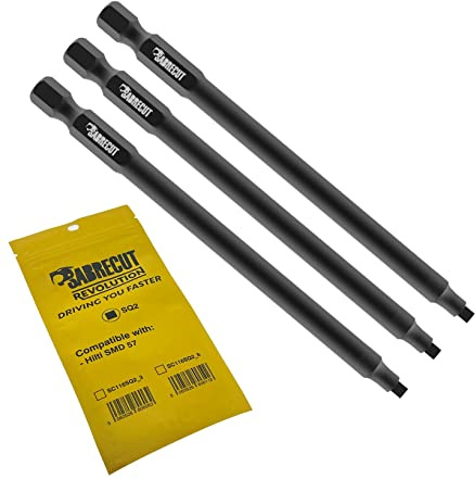SabreCut 3pcs SC116SQ2_3 116mm Trockenbau Autofeed Bits Robust | Kompatibel mit Hilti SMD 57 SMD57 1/2, einseitig square SQ2, robuster geschmiedet Spitze verbessert Schlagfestigkeit
