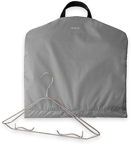DEGELER SkyHanger - Kleidersack mit einzigartigem Titan-Kleiderbügel für Damen & Herren - durchdachte Anzugtasche für knitterfreies Reisen - leichtes & wasserabweisendes Nylon - Silbergrau