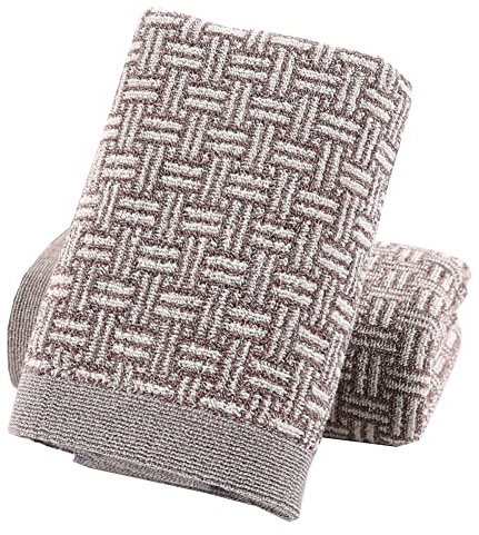 Pidada Hand Towels Set of 2 100% Cotton Checkered Pattern Absorbent Soft Decorative Towel for Bathroom (Brown)