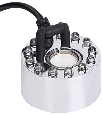 Nebelmacher, 12 LED Licht Farbwechsel Ultraschall Mist Maker Nebel-Hersteller Zerstöuber Wasserbrunnen für Wasserbrunnen Teich Topf Steingarten Waschbecken