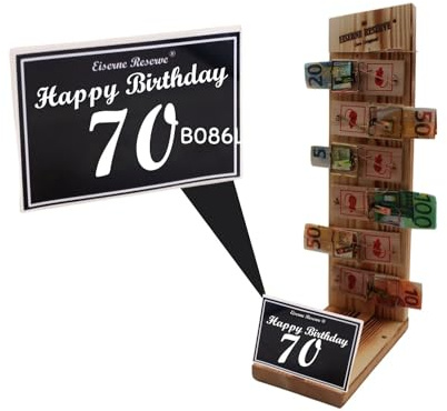 Genial-Anders Originelle lustige Geldgeschenke zum 70. Geburtstag Geschenkideen für Männer und Frauen - Mausefalle Premium - 6 - Text s/w Happy Birthday 70 Geburtstag