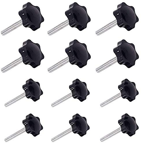 Greluma 12 Pièces M6 (32#) × 40mm et M8 (38#) × 40mm Poignée de Serrage à Filetage Mâle Gripandles vis Boutons Poignées Bouton étoile