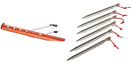 VAUDE Zelt-Heringe, Schnee und Sand Hering, Länge 31 cm (6 Stück) & Zelt-Heringe, Six Peg, Länge 18 cm (6 Stück)