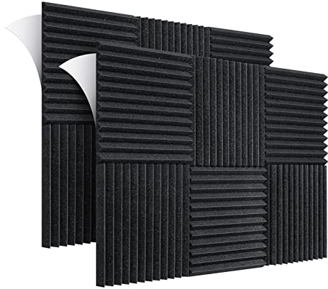 Wemk Akustikschaumstoff, 12 Stück Noppenschaumstoff mit Selbstklebender Rückseite, Akustik Platten Akustikschaumstoff Schall Dämmung für Tonstudio, Arbeitszimmer, Partykeller, Heimstudio-30x30x2.5cm