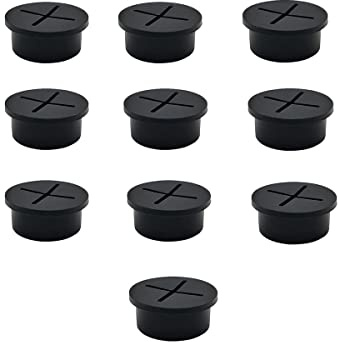 10 Pcs Cable Cord Grommet 3/4 Inch Flexible Wire Rubber Grommets Flexible Silicone Cable Cord Grommet Desk Grommet for TV Console and Other Furnitures Cover Cable Pass Through Management (Black)