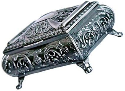 Schicke Schmuckschatulle Mit Quadratischer Prägung Legierungsmaterial Für Kosmetik Schmuck Und Wohnkultur