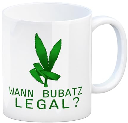 Wann Bubatz legal Kaffeebecher mit Graspflanze witzige Tasse für die Legalisierung von Cannabis Geschenk