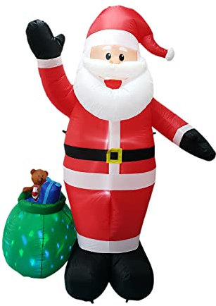 Irishom Aufblasbarer Weihnachtsmann 240cm Weihnachtsfigur mit Beleuchtung Weihnachten Dekoration für Garten Rasen Hof