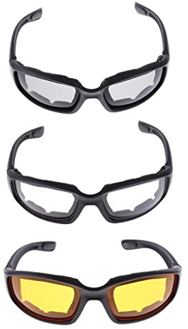 zalati Gafas de moto, 3 uds., con almohadilla de espuma en el interior, gafas resistentes al agua/viento para montar en motocicleta