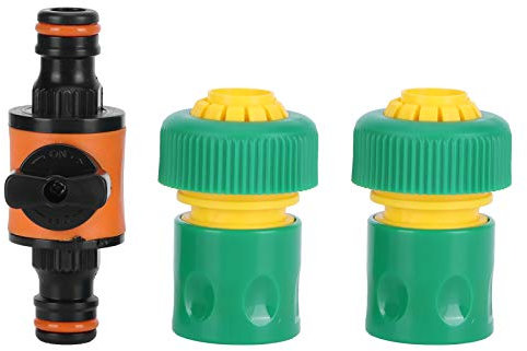 LIZEALUCKY 3 unids/Set Tipo Americano válvula de Bola de Encendido/Apagado Manguera de jardín acopladores rápidos Kit de reparación Conector de Manguera Remium(1 Ball Valve + 2 Six Point Joints)