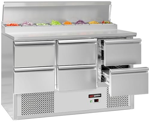 GGM Gastro | SAG147AND#3#SBG1212#07 | Zubereitungstisch Mini ECO - 1368mm - 6 Schubladen - für 8x GN 1/6
