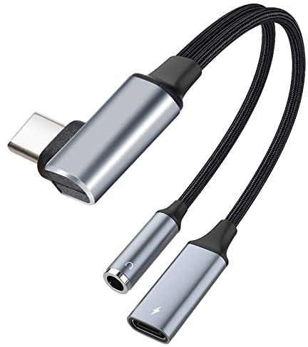 AXFEE USB-C till 3,5 mm, 2-i-1 typ C-hörlursadapter och laddare, digital ljudhörluradapter, högupplöst DAC-adapter, kompatibel med Samsung Galaxy S22, S21, S20, Ultra Note