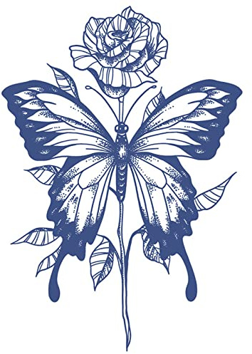 Nirbffo Tattoo Große Schmetterling Blume Wasserdichte Dauernde Temporäre Tattoo Frauen Tattoos Aufkleber 5 Blätter 12X19CM