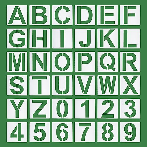 PATIKIL 36Pack 9 Buchstabe Schablonen Number Schablonen Wiederverwendbar Buchstabe Vorlagen Numbers Stencil Set für Malerei Holzwand Weiß