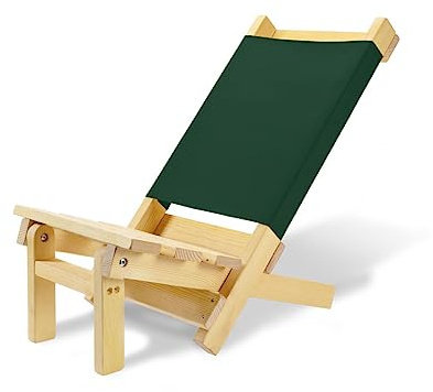 SDJOOL klappbarer Strandstuhl, Campingstuhl, Gartenstuhl, Liegestuhl aus Holz - Outdoorstuhl klappbar für Garten, Wiese, Strand, Balkon & Camping - Kleiner Beach Chair Draußen (Dunkelgrün)