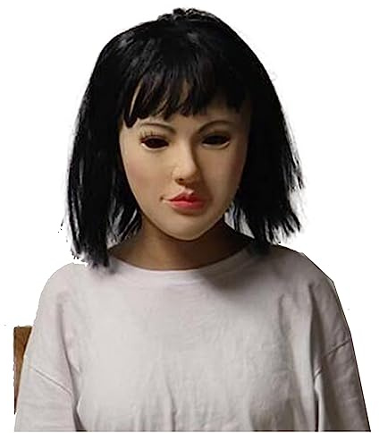 LKYLVEE Weiche Silikonmaske für Frauen Latex Realistische Frauenkopfmaske für Crossdresser Transgender Halloween Cosplay Karneval Drag Queen(mit Perücke)