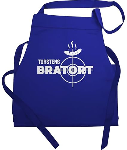 Schürze - Grillschürze - Bratort mit Name Geschenk Witzig Vatertag Weihnachten Geburtstag Papa - 60x87 - Royalblau - küchentextilien personalisierte kochschürze geschenke für hobbyköche küche