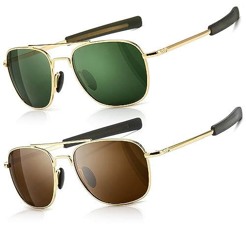 SUNGAIT Lunettes de soleil militaires pour hommes, style pilote polarisé - Temples à baïonnette 2 paires
