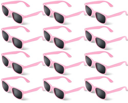 ANPUNAT 12-pack festsolglasögon i bulk för födelsedagsfest, strand, pool, fest, resor, picknick, goody bag fyllmedel (rosa, 144 mm x 141 mm x 47 mm)